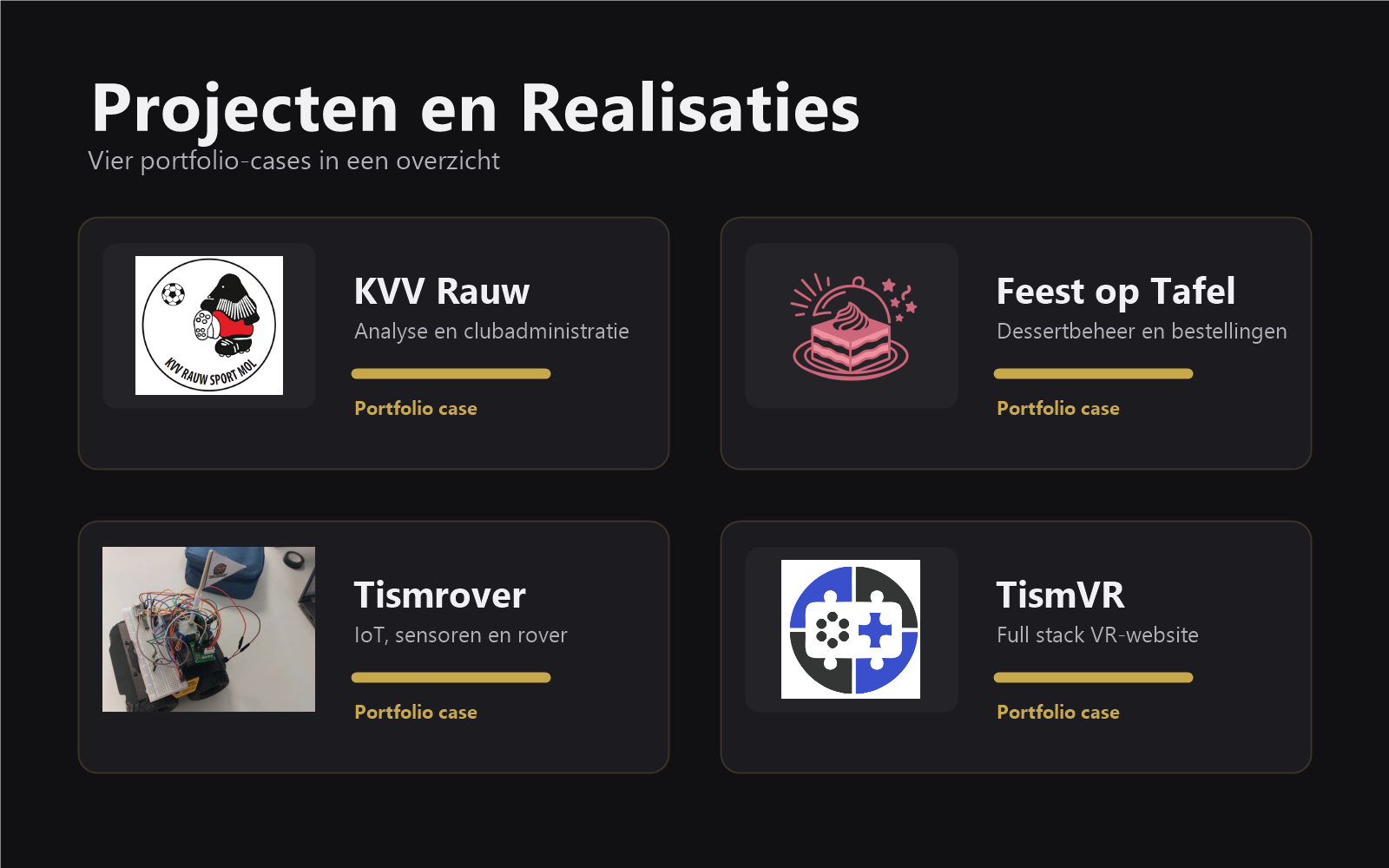 Illustratie die KVV Rauw, Feest op Tafel, Tismrover en TismVR samen toont